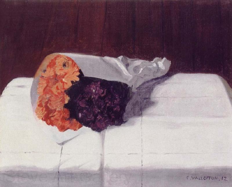 Felix Vallotton Still life with Bouquet of Marigolds and Violets Norge oil painting art